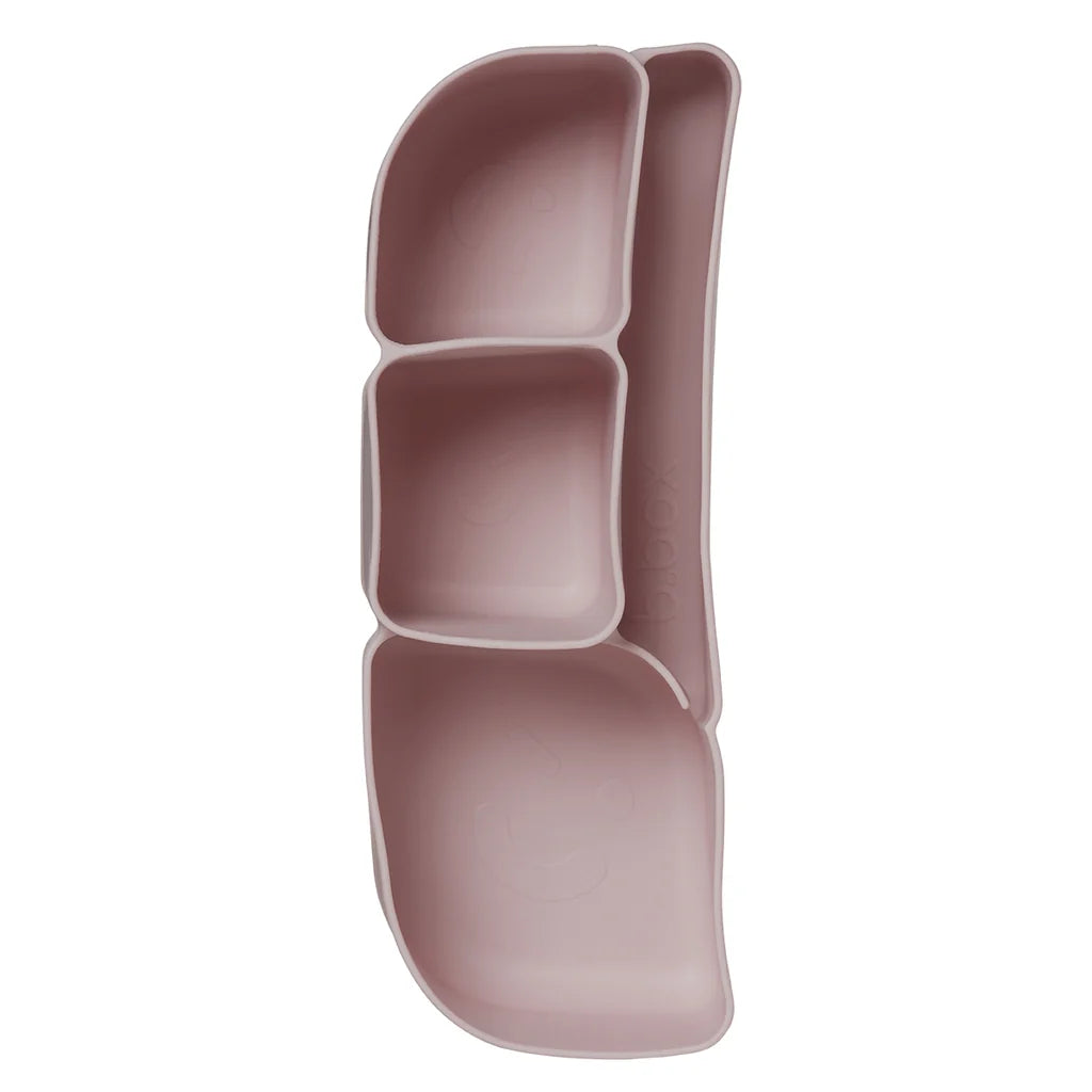 B.box Berry silicone bento tray divider organizer with three compartments on a white background