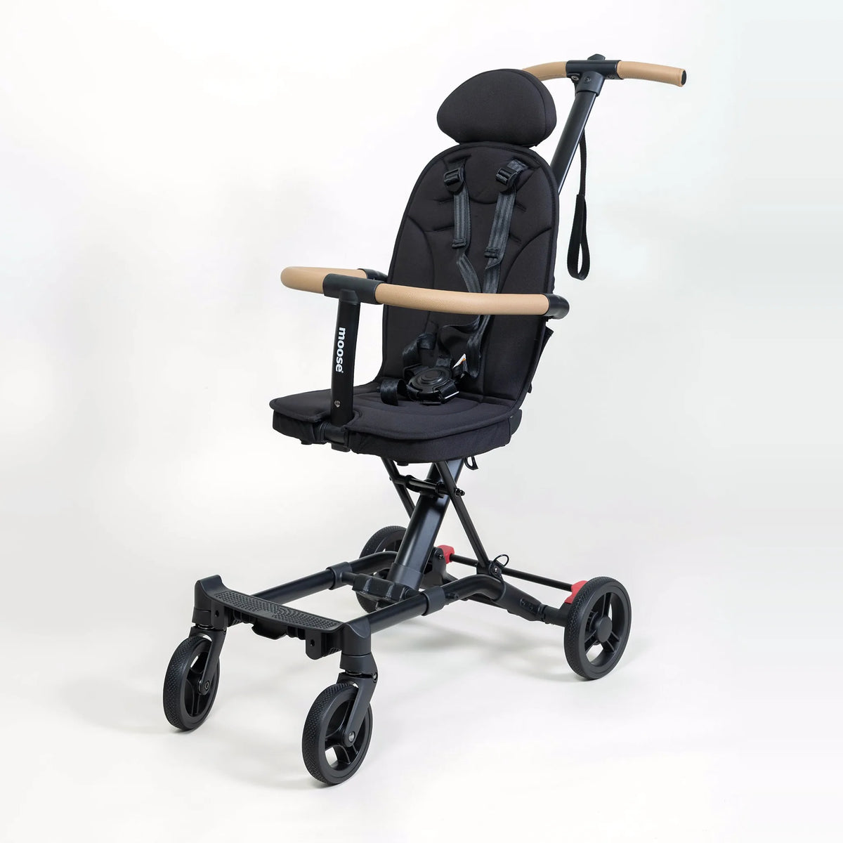 Moose Milo Co-Rider Stroller in black, front angle