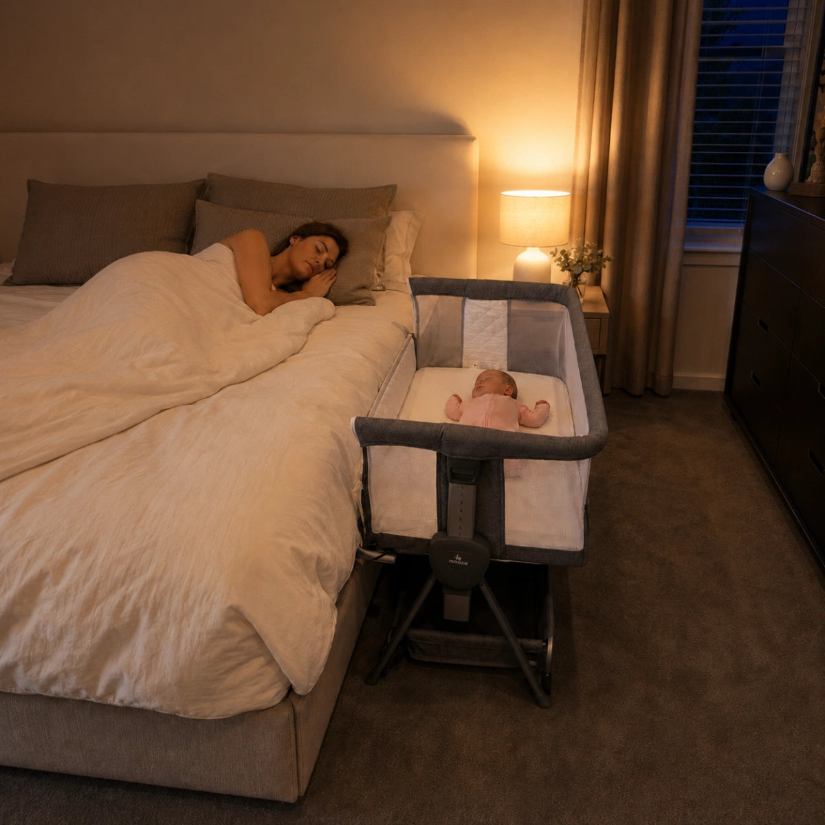 Moose Eden Co-Sleeper Crib (with two FREE mattress protectors)