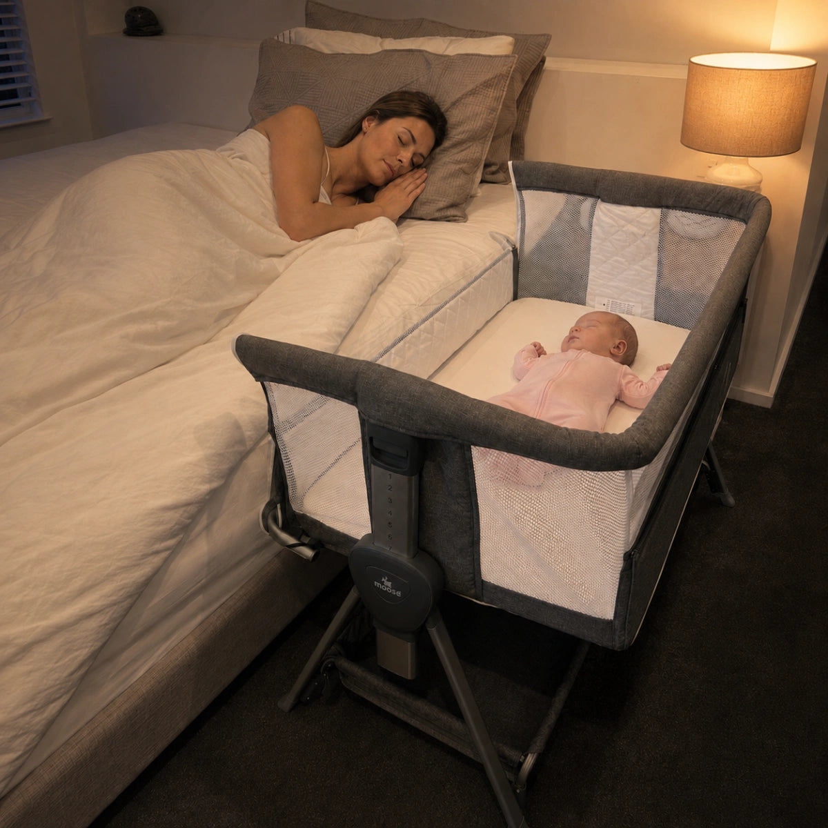 Moose Eden Co-Sleeper Crib (with two FREE mattress protectors)