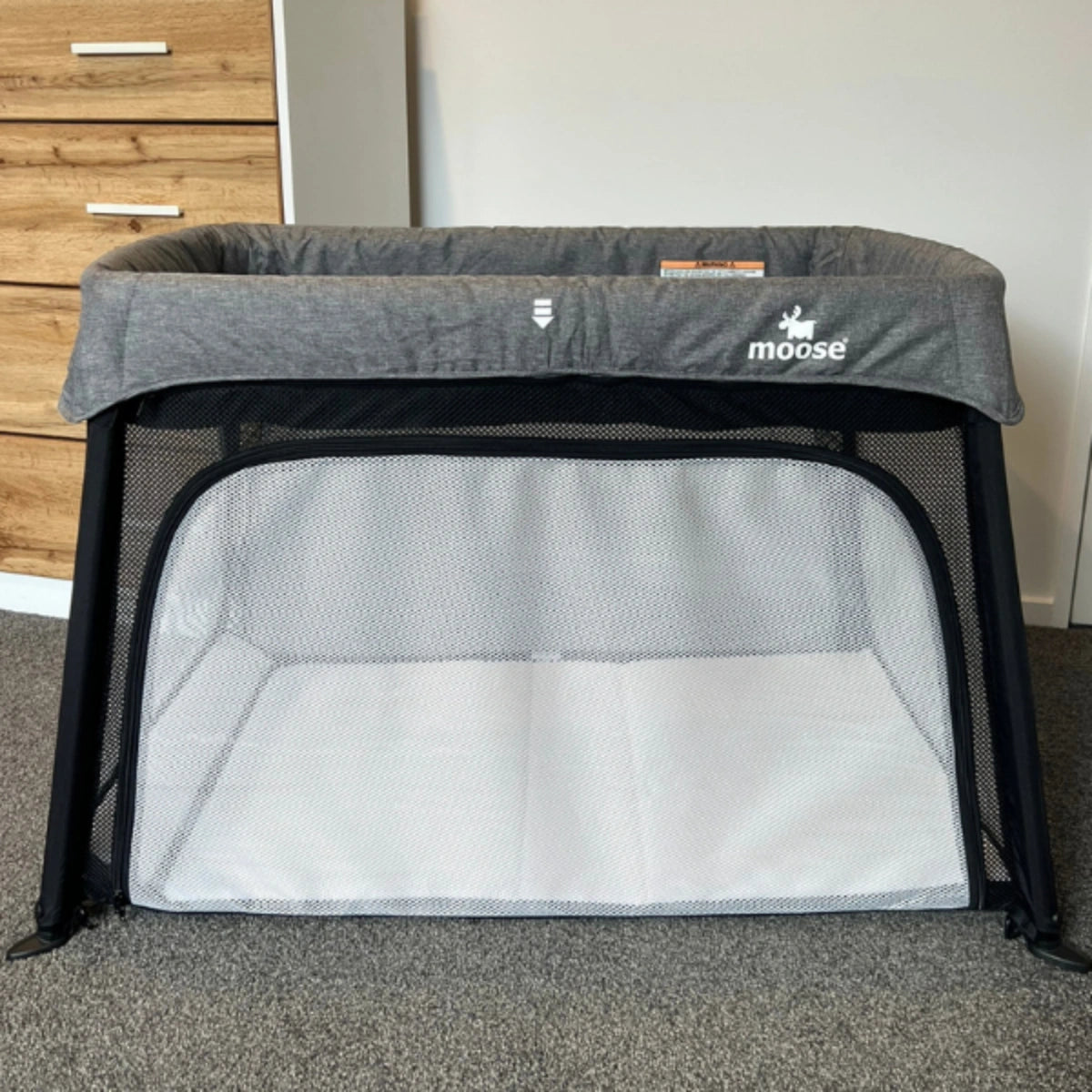 Moose Emmett Travel Cot (with Bassinet Level  & 2 FREE Mattress Protectors)