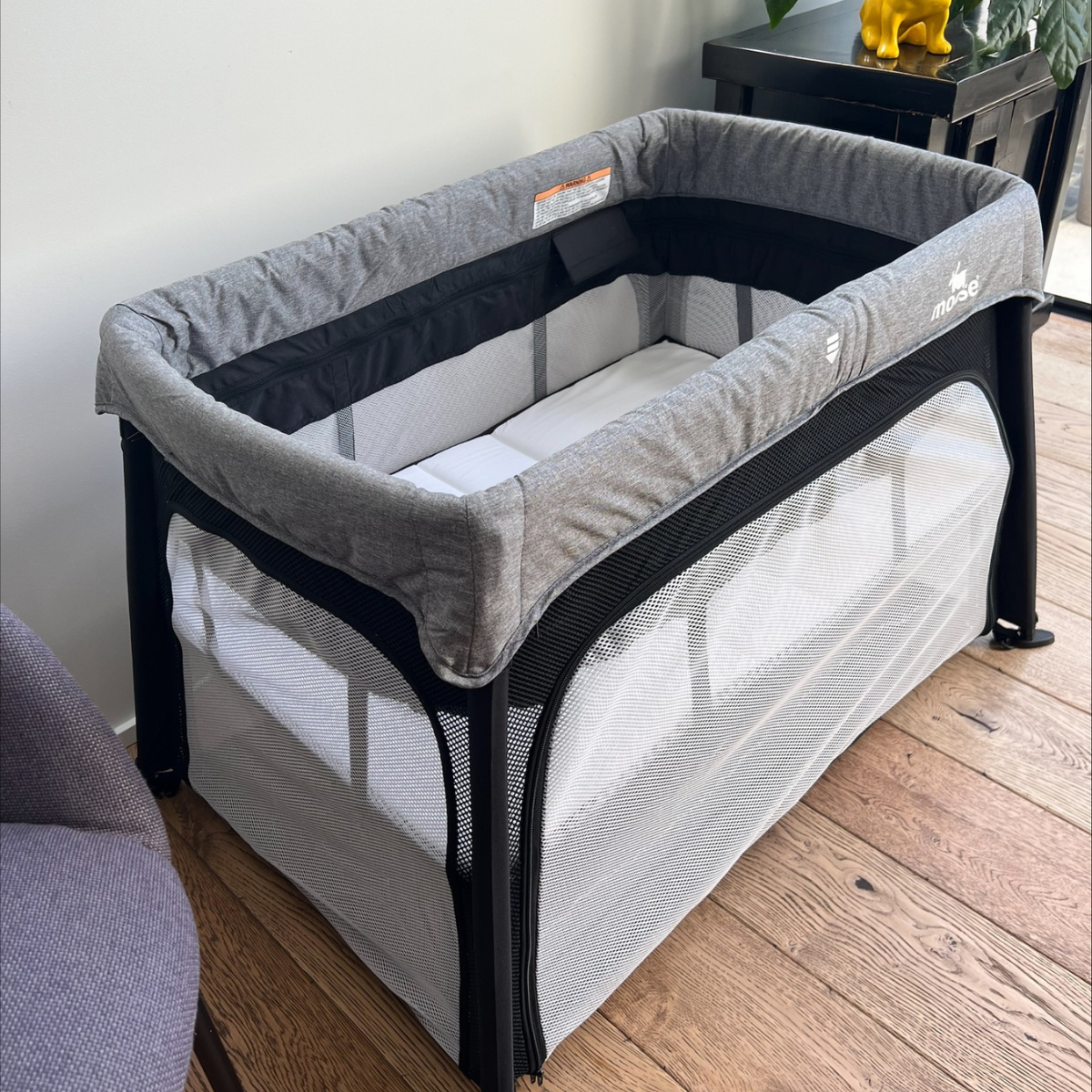 Moose Emmett Travel Cot (with Bassinet feature & 2 FREE fitted sheets)