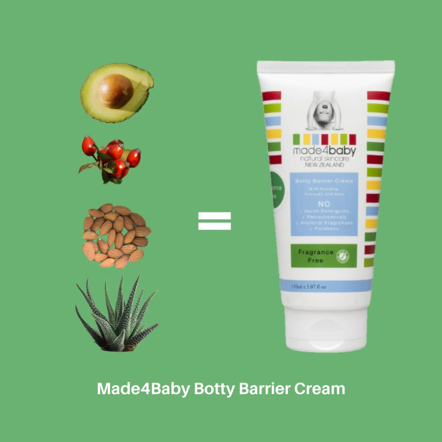 Made4Baby  Botty Barrier / Nappy Rash Cream (Fragrance Free) 150ml