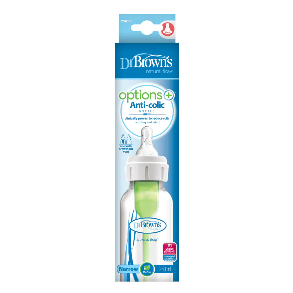 Dr Brown's Options+ Anti Colic Bottle Narrow Neck with Level 1 Teat, 250ml 1 pack